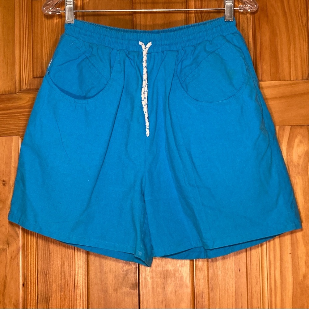NWOT Victoria Harbor Vintage 80s 90s Pull On Shorts Elastic Waist Blue Size M